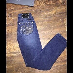 ❤️ MissMe size 25 stretch mid rise skinny bling cowgirl biker‎ casual